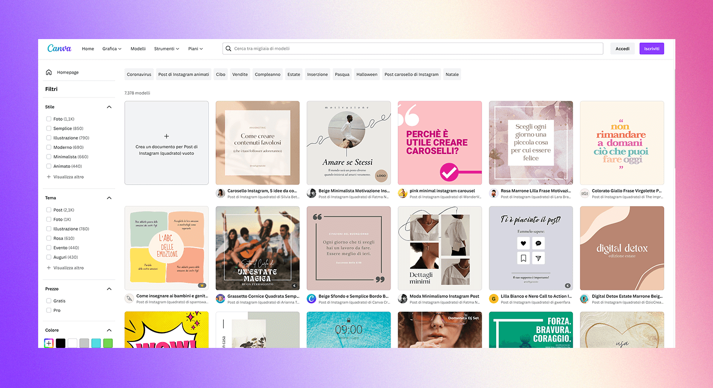 Risorse social 2023 Canva